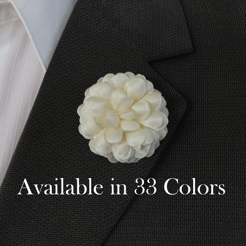 Men's 2 inch (5cm) Satin Mum Lapel Pin, Available in 33 colors Men's 2 inch (5cm) Satin Mum Lapel Pin, Available in 33 colors