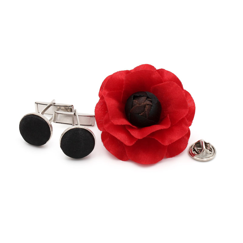 Men's 1.75" (4.445cm) Poppy with Black Cufflinks Men's 1.75" (4.445cm) Poppy with Black Cufflinks