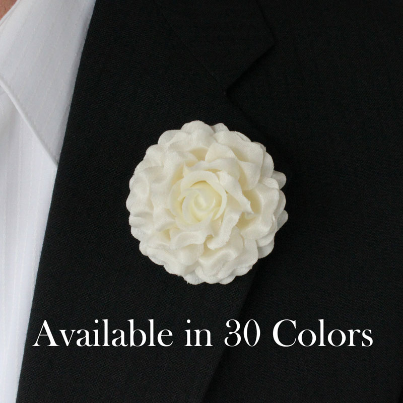 Men's 2" (5cm) Wild Rose Lapel Pin, Available in 30 colors Men's 2" (5cm) Wild Rose Lapel Pin, Available in 30 colors